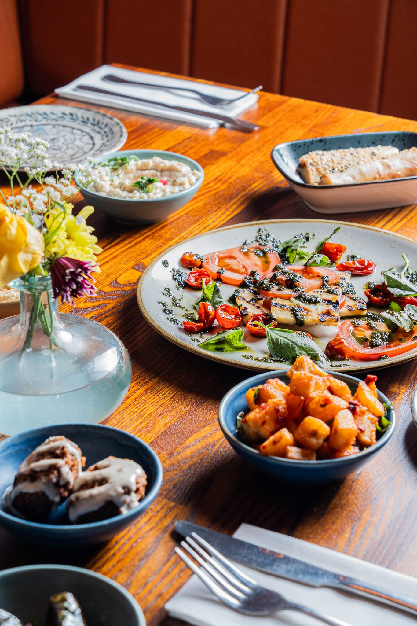 Mezze dishes photographed close up in a Dublin restaurant